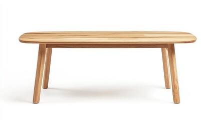 Rustic Light Brown Wooden Dining Table on White Background
