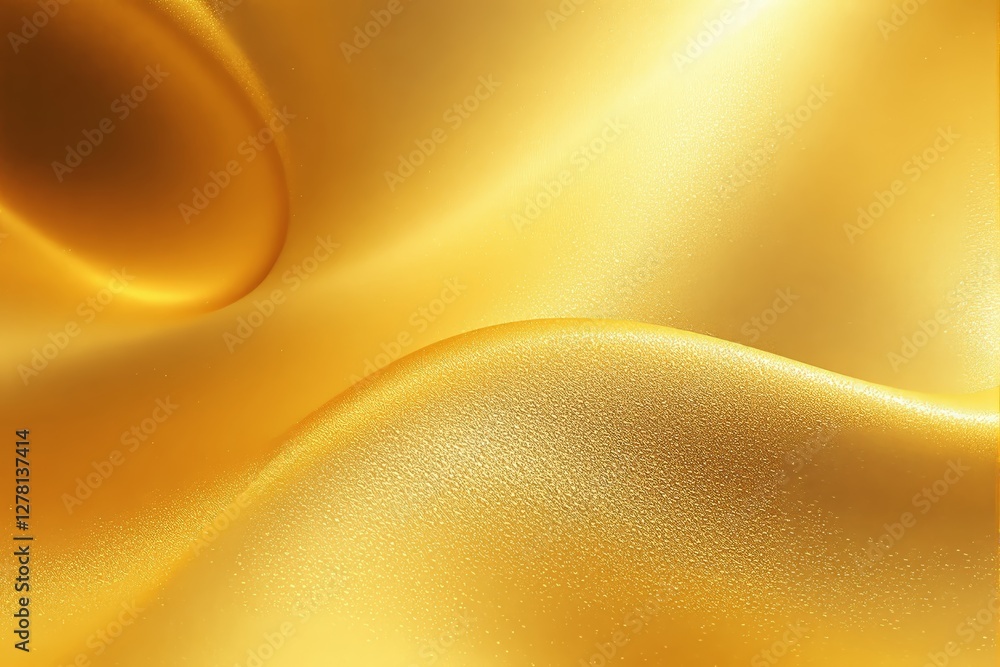 Poster Luxurious golden abstract background with smooth flowing curves and shimmering light effect.