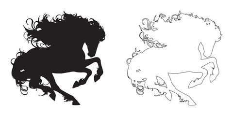 Equestrian Animal Silhouette - Well-Defined Running Horse Shape - Running Horse Vector - Running Horse Illustration - Running Horse Vector - Running Horse Outline Vector - Running Horse Icon
