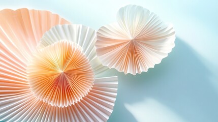 Elegant Pastel Paper Fan Art: A Symphony of Soft Hues and Pleats