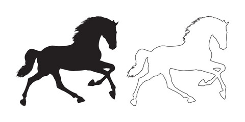 Minimalist Running Horse Silhouette - Simple Equestrian Drawing - Running Horse Vector - Running Horse Illustration - Running Horse Vector - Running Horse Outline Vector - Running Horse Icon
