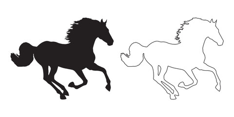 Running Horse Silhouette - Abstract Running Horse Drawing for Branding - Running Horse Vector - Running Horse Illustration - Running Horse Vector - Running Horse Outline Vector - Running Horse Icon
