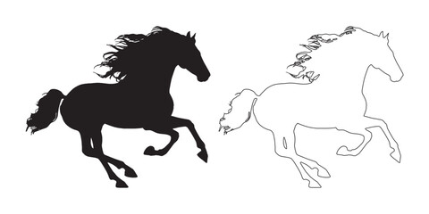 Running Horse Silhouette - Running Horse Vector - Running Horse Illustration - Minimalist Running Horse Design - Running Horse Vector - Running Horse Outline Vector - Running Horse Icon
