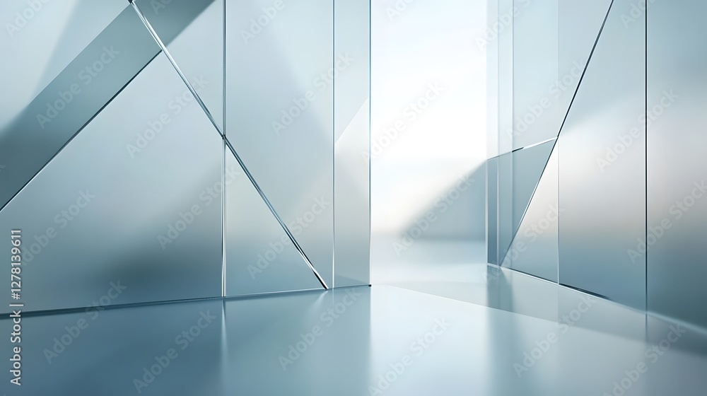 Poster breathtaking futuristic architectural corridor with captivating geometric glass and metal design thi
