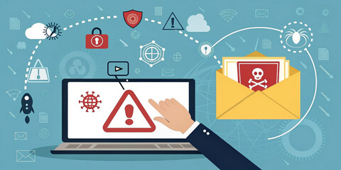 Cybersecurity Alert with Digital File Folder, Indicating Potential Security Threats