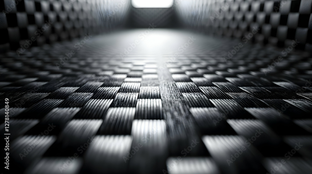 Poster abstract checkered pattern with black and white squares in a modern style
