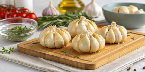 Fototapeta premium Fresh Garlic Isolated on a Clean White Background, Essential for Culinary Uses