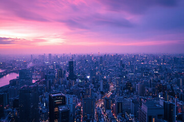 Fototapeta premium new york city skyline at sunset