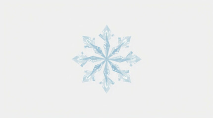 Fototapeta premium Serene Winter, A Delicate Ice Blue Snowflake on a Clean White Canvas