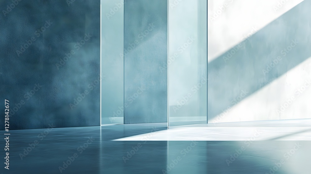 Poster bright and airy minimalist interior design with geometric shapes clean lines and natural light refle