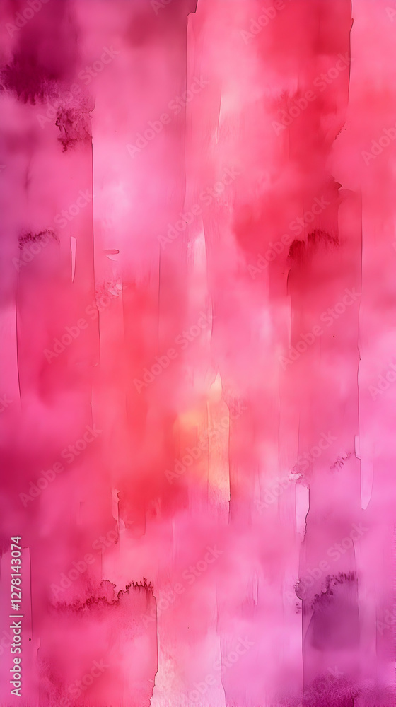 Aufkleber Blurred Abstract Painting with a Gradient of Reds and Pinks with Watercolor Texture