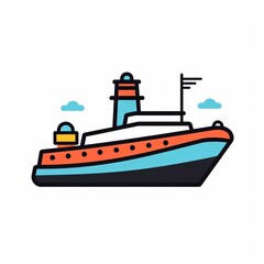 Fototapeta premium Colorful Line Art Illustration of a Stylish Vessel