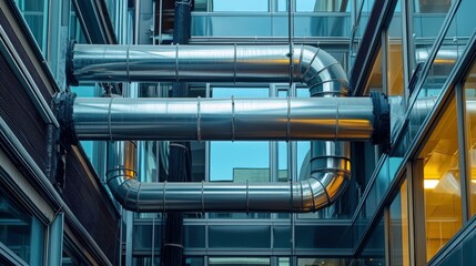 Metal Ductwork Installation in Modern Urban Building Architecture