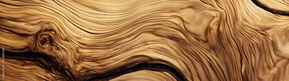 Poster Captivating close up view of the intricate swirling patterns and weathered organic textures of a natural wooden surface  The rich