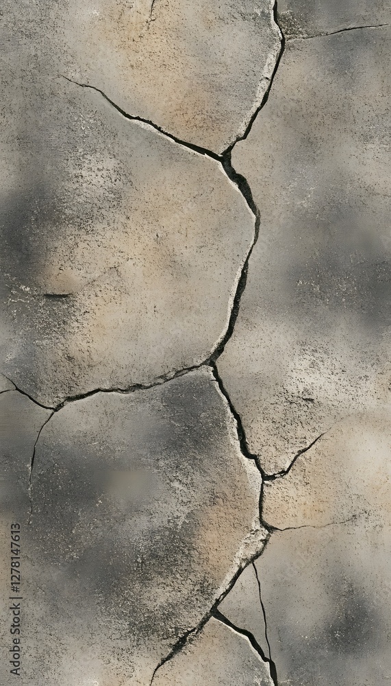 Aufkleber surface showing the abstract textured pattern with several large cracks