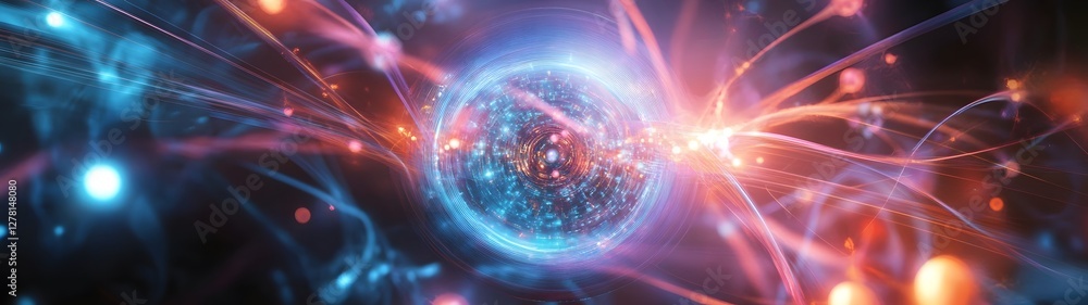 Poster captivating cosmic explosion a luminous interstellar phenomenon of swirling energy and light showcas