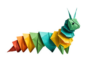 Handcrafted Paper Art Sculpture of Colorful Origami Caterpillar