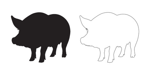 Minimalist Pig Art - Elegant Pig Clipart for Designers - Pig Vector - Pig Illustration - Pig Vector - Pig Outline Vector - Pig Icon
