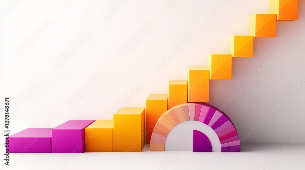 Aufkleber colorful fibonacci sequence in geometric shapes