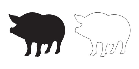 Minimalist Pig Silhouette - Distinct Pig Shadow for Art - Pig Vector - Pig Illustration - Pig Vector - Pig Outline Vector - Pig Icon
