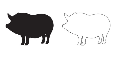 Minimalist Pig Silhouette - Simple Farm Animal Drawing - Pig Vector - Pig Illustration - Pig Vector - Pig Outline Vector - Pig Icon
