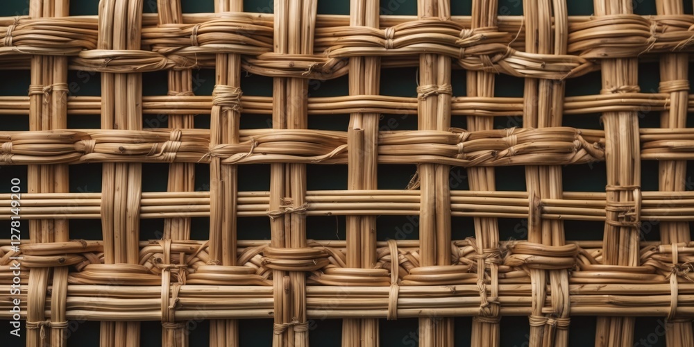 Poster natural woven texture of rattan or wicker material showing intricate pattern and craftsmanship in cl