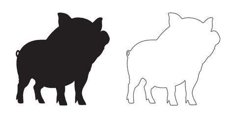 Modern Pig Illustration - Smooth Pig Outline for Logos - Pig Vector - Pig Illustration - Pig Vector - Pig Outline Vector - Pig Icon
