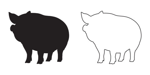 Pig Silhouette - Detailed Pig Shape for Prints - Pig Vector - Pig Illustration - Pig Vector - Pig Outline Vector - Pig Icon

