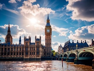 Fototapeta premium London's Iconic Landmark: Big Ben and the Houses of Parliament