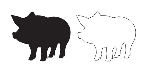 Pig Silhouette - Abstract Pig Drawing for Branding - Pig Vector - Pig Illustration - Pig Vector - Pig Outline Vector - Pig Icon
