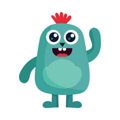 Funny cartoon monster character. Kids cartoon character design for poster, baby products logo and packaging design.