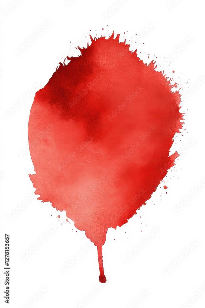 Poster crimson watercolor splash on white canvas evoking abstract art and vibrant expression creating a cap