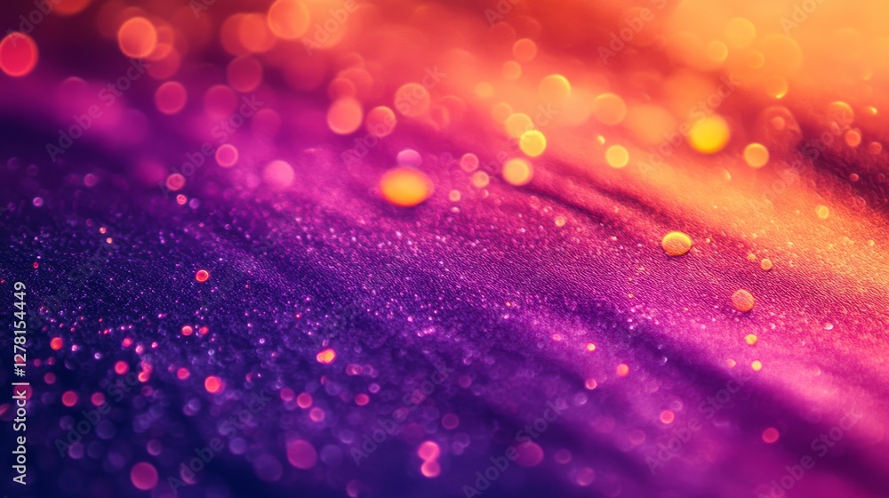 Poster abstract depiction of swirling color gradient with glowing bokeh