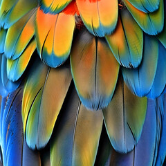Fototapeta premium Close-up of Colorful Parrot Feathers