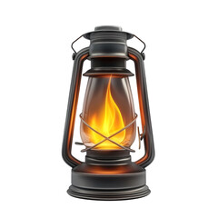 vintage oil lantern with glowing flame, perfect for outdoor settings and rustic decor. This classic design adds warmth and ambiance to any environment