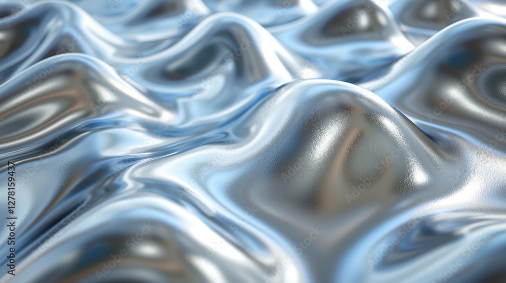 Aufkleber a close-up of smooth, flowing silver waves with a reflective surface, creating a dynamic and serene 