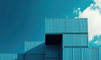 Stacked Shipping Containers Industrial Cargo Blue Metal Texture