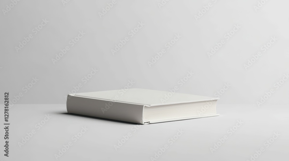 Poster minimalist white book stacked on simple background for display