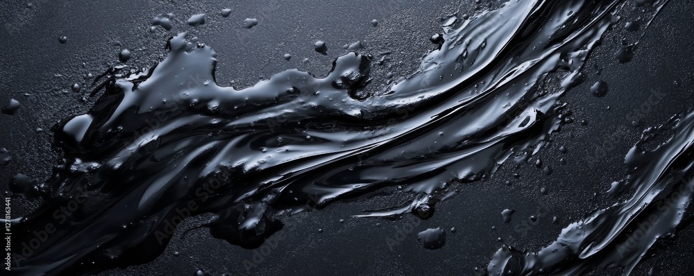 Poster abstract image of a black paint splash, creating an elegant dark surface