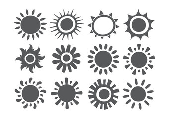 Set of vector sun icons. Sun icon set. Sunset icon collection. Hand drawn sun icon