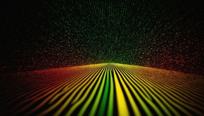 Grainy noise gradient curl on black background with flowing colors from green to red
5