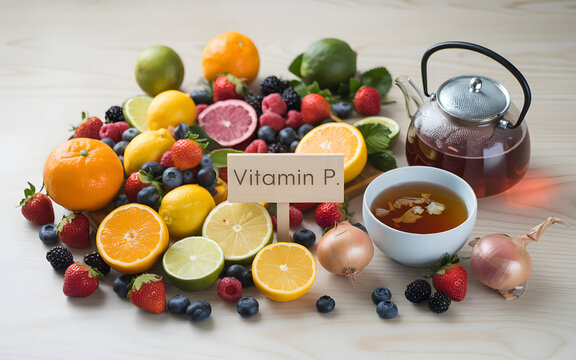 Colorful Vitamin P-Rich Food Arrangement
