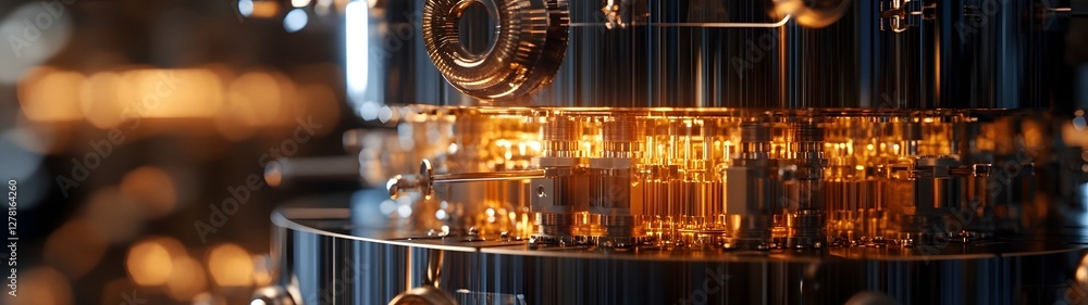 Poster Close up view of an intricate electronic circuit board featuring a complex arrangement of microchips wiring and other high tech components