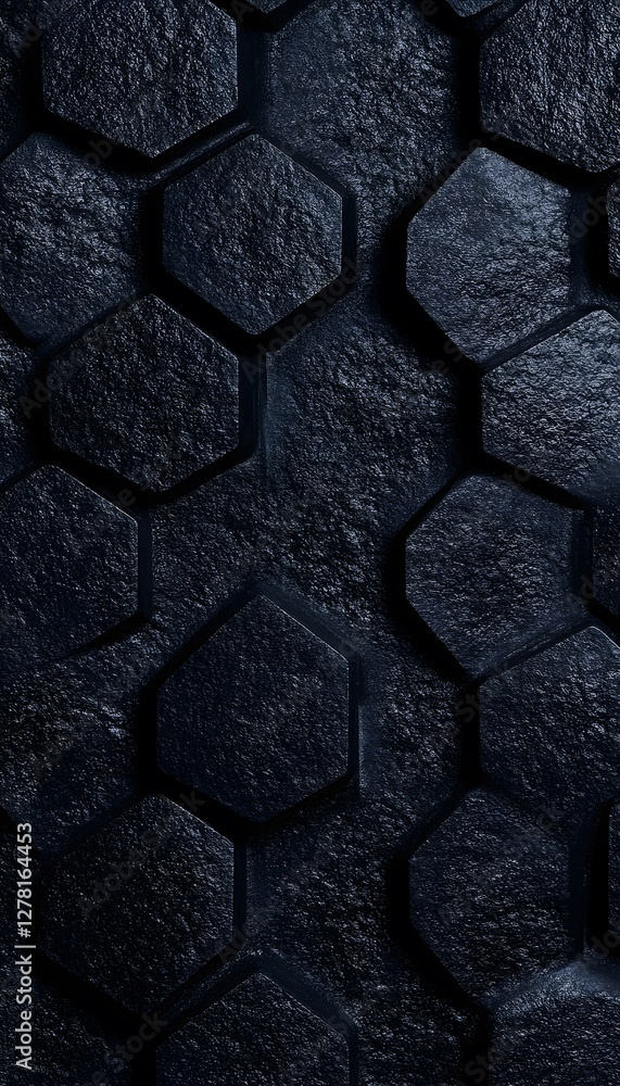 Poster abstract dark textured hexagons create a modern geometric pattern