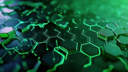 Obraz premium Green Abstract Hexagonal Pattern with Light Effects