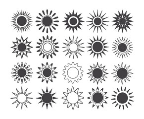 Set of vector sun icons. Sun icon set. Sunset icon collection. Hand drawn sun icon