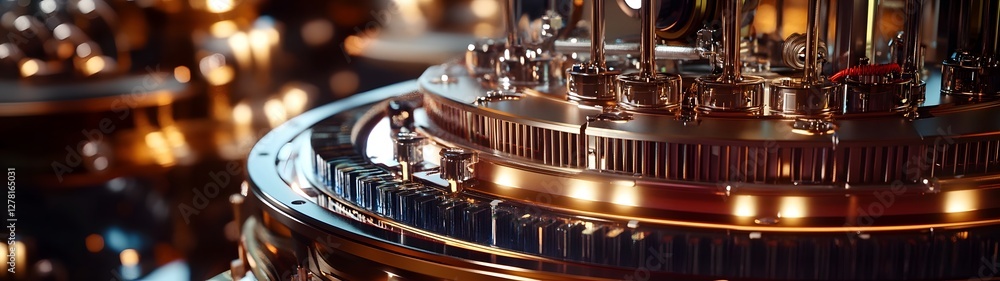 Aufkleber close up view of an intricately designed vintage clockwork mechanism featuring a complex arrangement