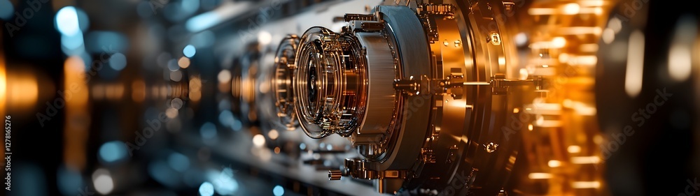Leinwandbilder close up view of intricately assembled industrial machinery components with gears turbines and other