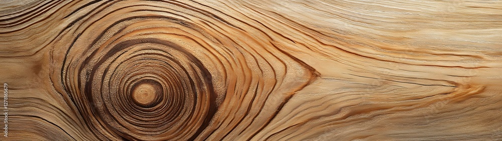 Aufkleber Close up view of the detailed texture and grain patterns on the surface of a weathered rustic wooden plank or board  The natural organic wooden material has an aged