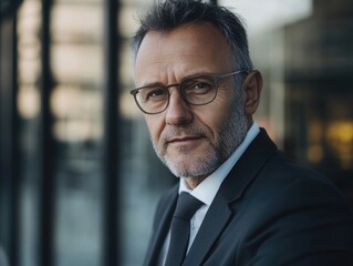 Fototapeta premium A middle-aged European businessman in a formal suit. 